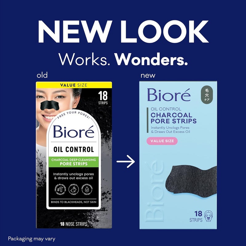 Bioré Biore Charcoal Deep Cleansing Pore Strips, Nose Strips for Blackhead Removal on Oily Skin, Features C-Bond Technology with Instant Pore Unclogging, 18 Count - Image 2